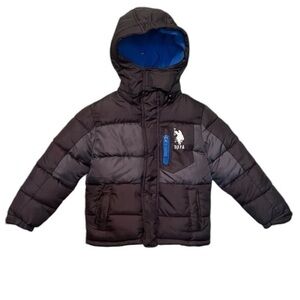 US Polo Assn. puffer coat, black/blue, boys size 4T
